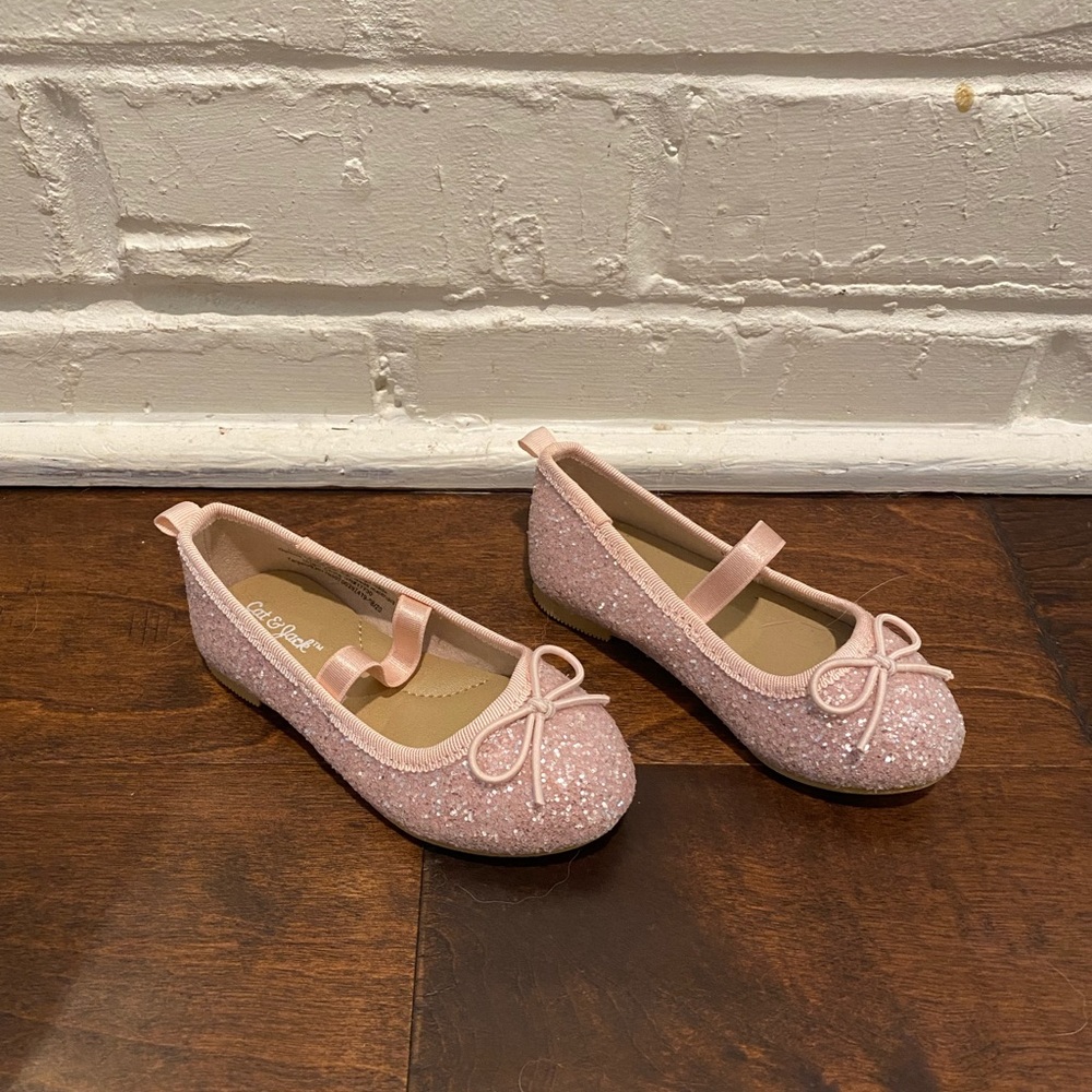 Cat and jack ballet pink flats in glitter